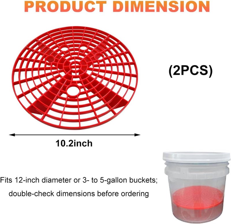 SHMZK 2 PCS Car Wash Bucket Inserts, Auto Detail Dirt Gaurd Buckets Filter Helps Remove Dirt Debris, Dirt Guard Insert Wash Filter Fits 12 Inch Diameter Bucket or 3-5 Gallon Buckets (Red) - Image 2